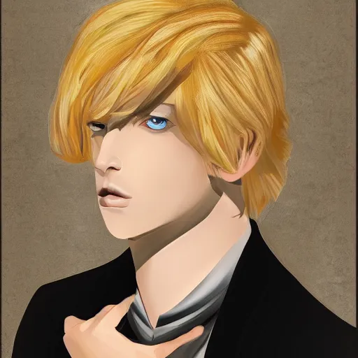 Prompt: portrait of a blond vampire prince by Phobs0