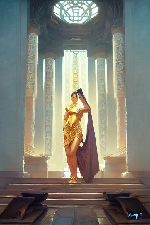 Image similar to temple, taoism, synthwave, painting by greg rutkowski, j. c. leyendecker, artgerm