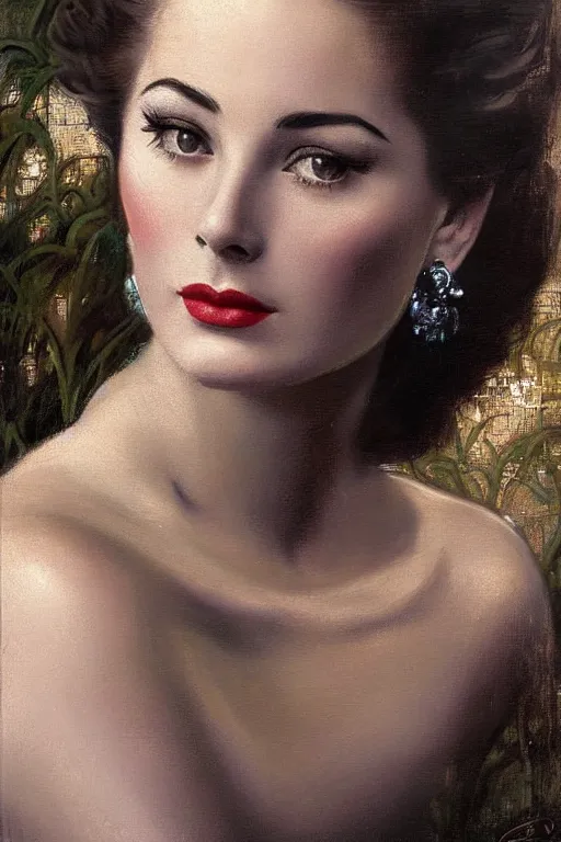 Prompt: a young and extremely beautiful grace kelly infected by night by dali in the style of a modern gaston bussiere, art nouveau, art deco, tom bagshaw. anatomically correct. extremely lush detail. melancholic scene infected by night. perfect composition and lighting. sharp focus. high - contrast lush surrealistic photorealism. sultry expression on her face.