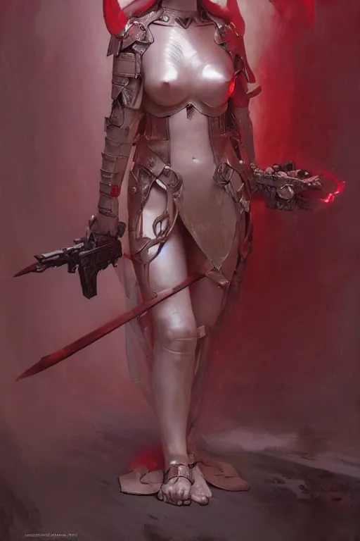 Image similar to Portrait of beautiful pale warhammer 40000 asian maiden in latex, dark fantasy, red light, artstation, painted by Wayne Barlowe and Greg Rutkowski and zdislav beksinski and Ruan Jia and Mandy Jurgens and Artgerm and william-adolphe bouguereau