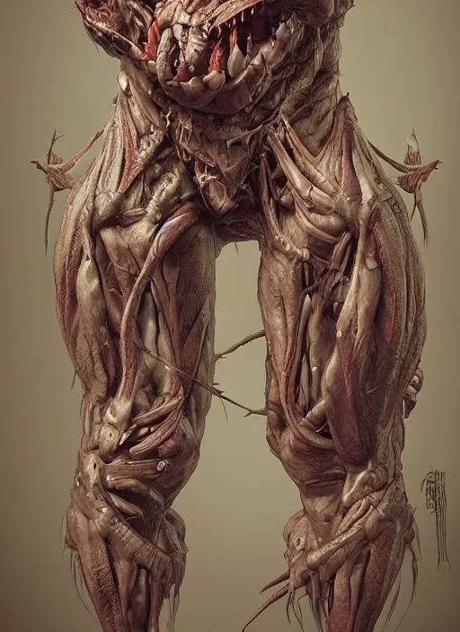Image similar to monster anatomy, ross tran, anatomical, highly detailed sculpture, intricate detailed, ommatidia, 8 k, cinematic atmosphere, post - processing