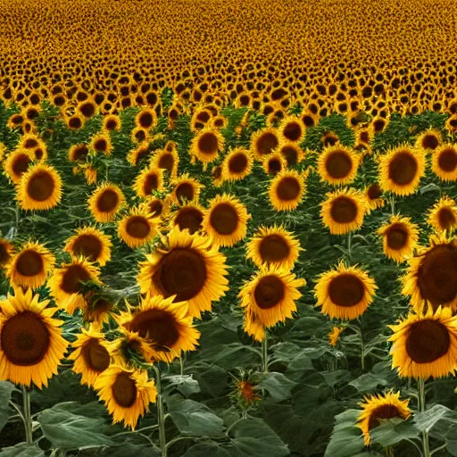 Prompt: A field of sunflowers glowing at night scenic, beuatiful, photo, 8K