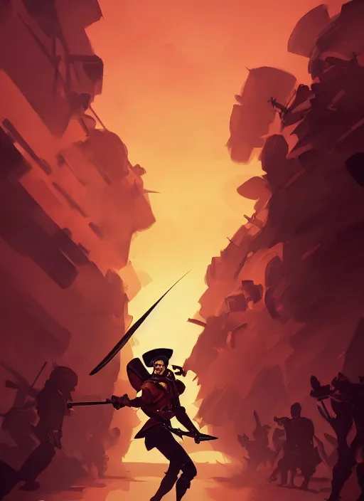 Prompt: a french revolutionary charging into battle, heroic, glorious, in the style of artgerm, gerald brom, atey ghailan and mike mignola, vibrant colors and hard shadows and strong rim light, plain background, comic cover art, trending on artstation