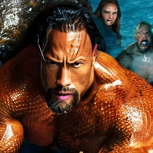 Image similar to Dwayne Johnson as Aquaman 4k detail