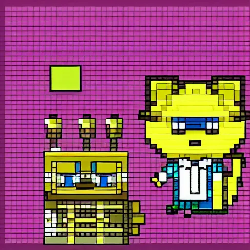 Image similar to cat detective Video game sprite 16 bit pixel art