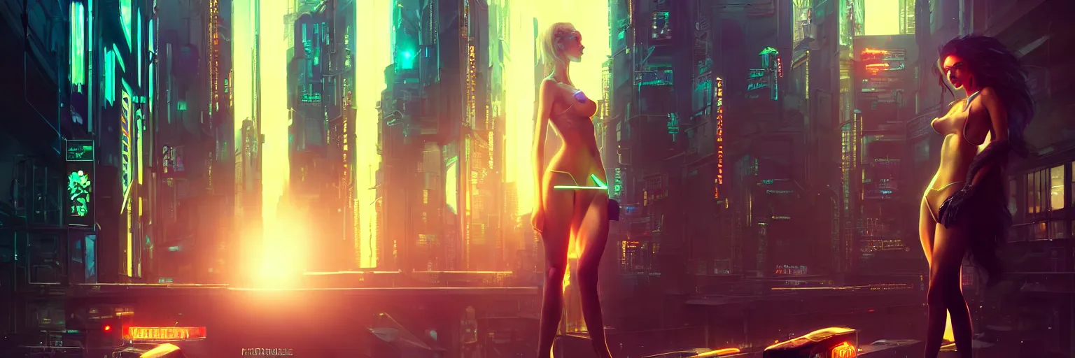 Prompt: cinematic photography of a female humanoid in a cyberpunk cityscape, half body cropping, elegant glamor pose, accurate anatomy, cyber led neon lighting, flare lighting, bokeh, rule of thirds, hyper photorealistic, crispy quality, digital photography, art by artgerm, art by greg rutkowski, art by pascal blanche,