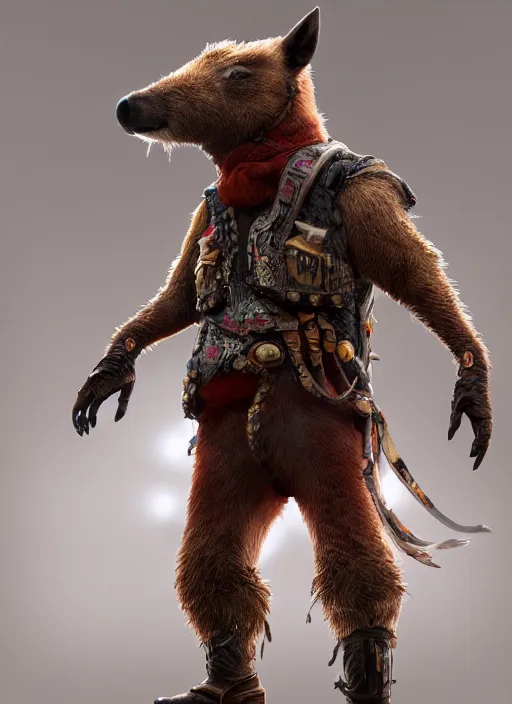 Prompt: detailed full body concept art illustration 35mm photography of an anthropomorphic capybara cowboy in full intricate clothing, biomutant, ultra detailed, digital art, octane render, 4K