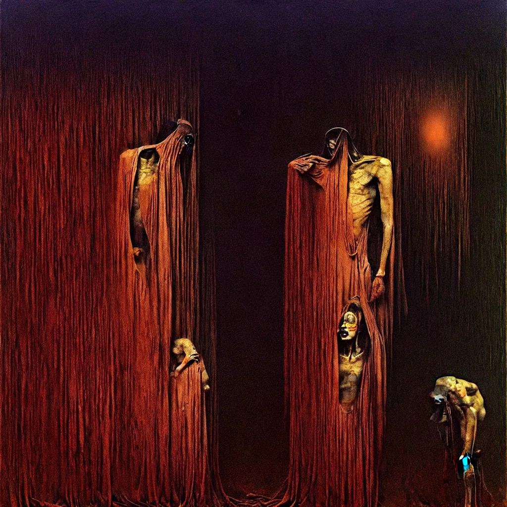 Image similar to a painting by beksinski, Giger, and Caravaggio