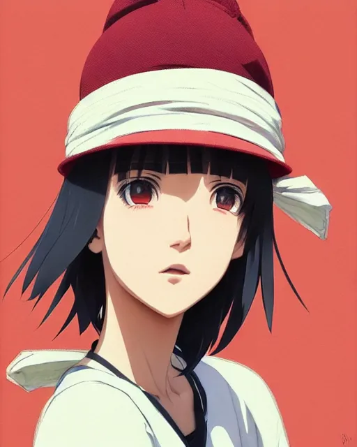 Image similar to girl waering hemp hat | | very very anime!!!, fine - face, audrey plaza, realistic shaded perfect face, fine details. anime. realistic shaded lighting poster by ilya kuvshinov katsuhiro otomo ghost - in - the - shell, magali villeneuve, artgerm, jeremy lipkin and michael garmash and rob rey