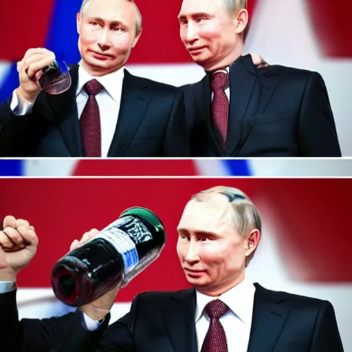 Image similar to putin pouring water on his eyes