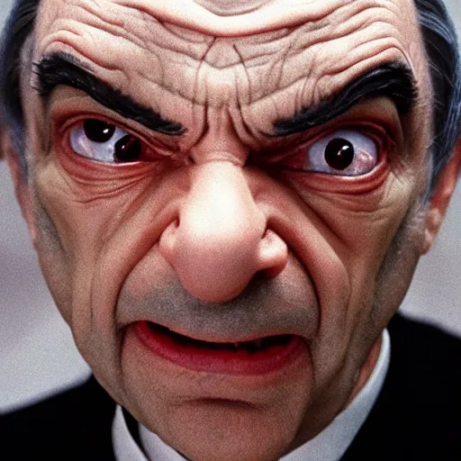 Image similar to mr. bean as darth sidious in star wars, film still, cinematic lighting, detailed