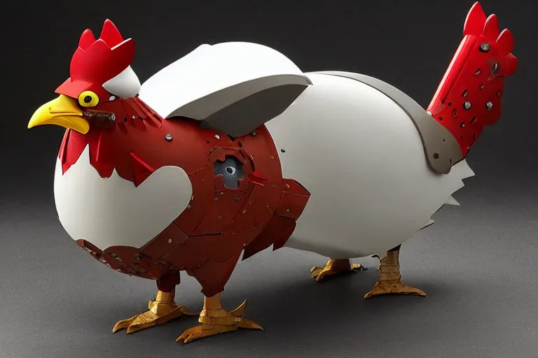 Prompt: heavily armoured mechanical chicken by studio ghibli