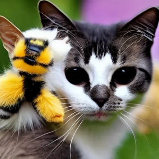 Image similar to a mixture of a cat and a bee