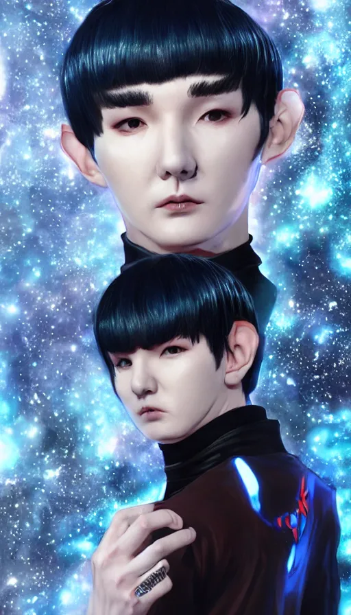 Image similar to YOONGI SUGA dressed as Spock+ HYPERDETAILED+CGSOCIETY+ 8K HD+STUNNING LIGHTING