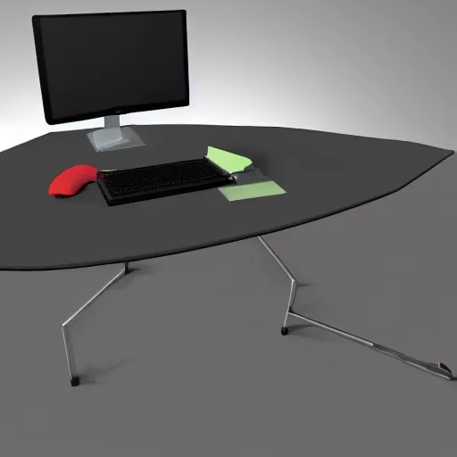 Prompt: 3 d rendering desk setup, colors # f 7 fbed, # 4 7 bab 7