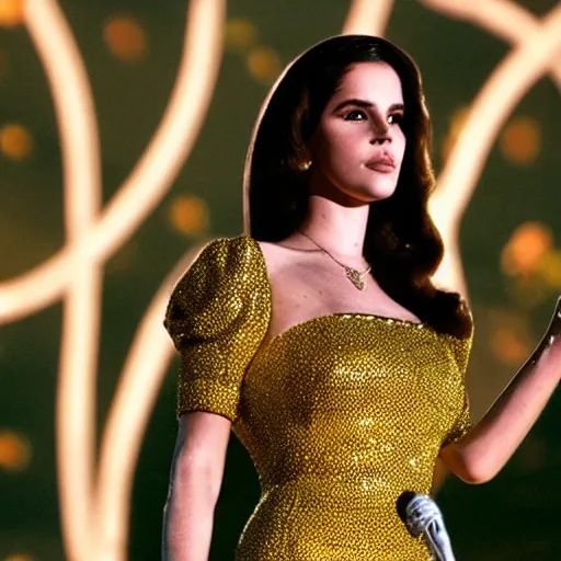 Image similar to golden statue of lana del rey