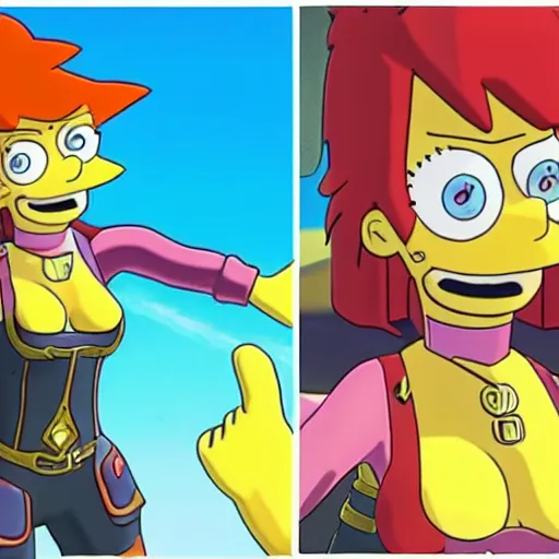 Image similar to pyra from xenoblade chronicles 2 in the simpsons