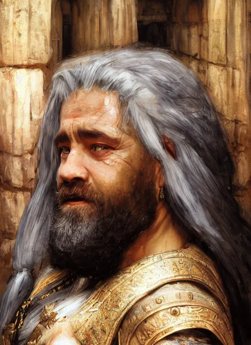 Prompt: enkidi king of the crystal caves. mighty dwarven king. lotr, witcher 3. orientalist portrait by john william waterhouse and james gurney and theodore ralli and nasreddine dinet, oil on canvas. cinematic, hyper realism, realistic proportions, dramatic lighting, high detail 4 k