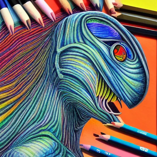 Image similar to Colored pencil art on paper, Alien Rabbitt, highly detailed, artstation, MasterPiece, Award-Winning, Caran d'Ache Luminance