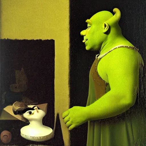 Image similar to shrek by Johannes Vermeer