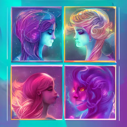 Prompt: dreamlike composition of the zodiac signs, pastel colors, colorful, digital drawing, artstation winner, procreate drawing