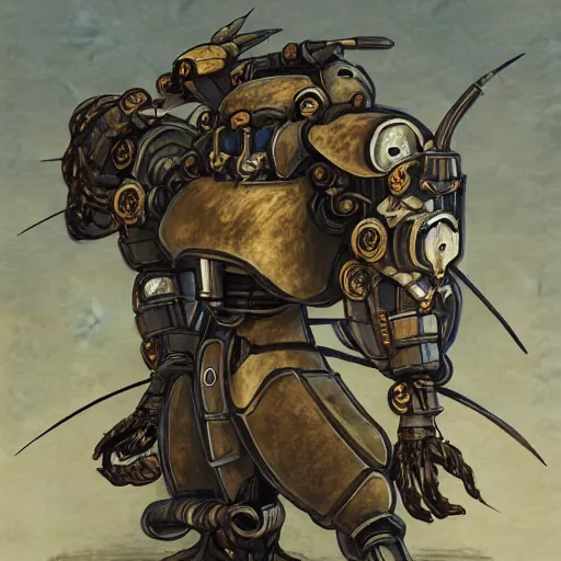 Prompt: portrait of a rampaging ashigaru mecha boar, fantasy painting, dungeons and dragons, magic the gathering art, of bamboo, laquer and steel, steampunk - inspired by brian froud and greg rutkowski