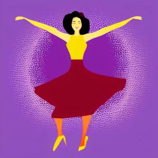 Prompt: a vector illustration of a beautiful woman dancing