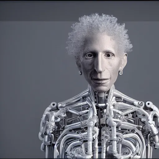 Image similar to a detailed award winning photograph of humanoid AI Howard Stern, rendered in Octane