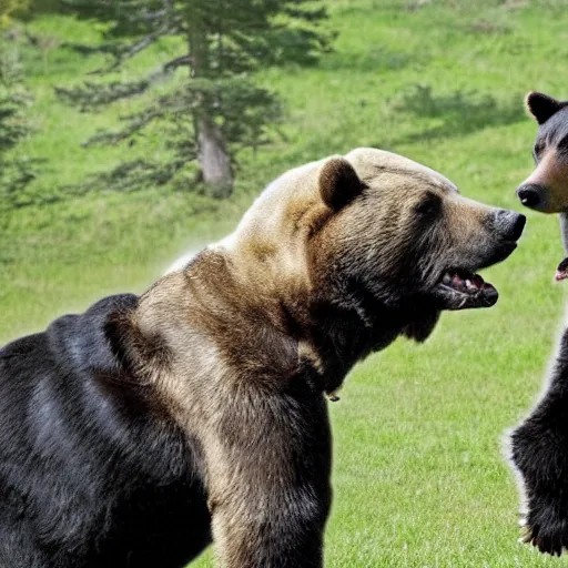 Image similar to a dog bullying a bear