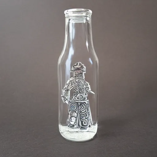 Prompt: bottle glass warrior