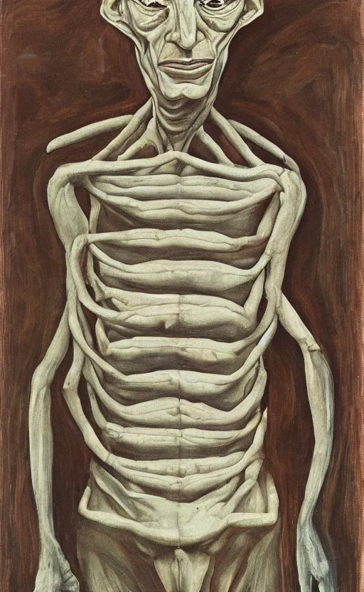 Image similar to portrait of an extraterrestrial being, by lucian freud