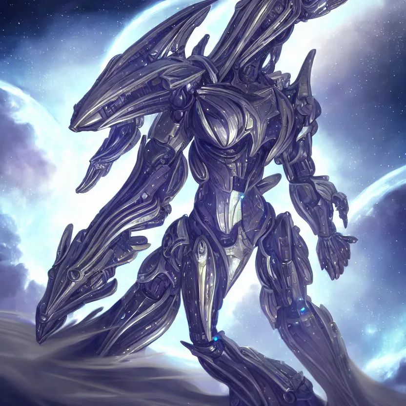 Image similar to goddess shot, galactic sized stunning beautiful anthropomorphic robot mecha female dragon, in space, larger than planets, holding the earth, the earth a mere marble in her claws, detailed silver armor, epic proportions, epic scale, detailed digital art, furry, macro art, dragon art, giantess, warframe fanart, furaffinity, deviantart, realistic