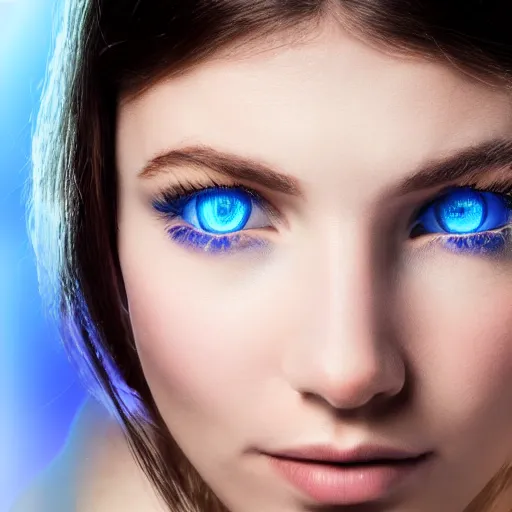 Image similar to solar system reflecting in beautiful blue eyes of young woman, close up, UHD, 8k, highly detailed