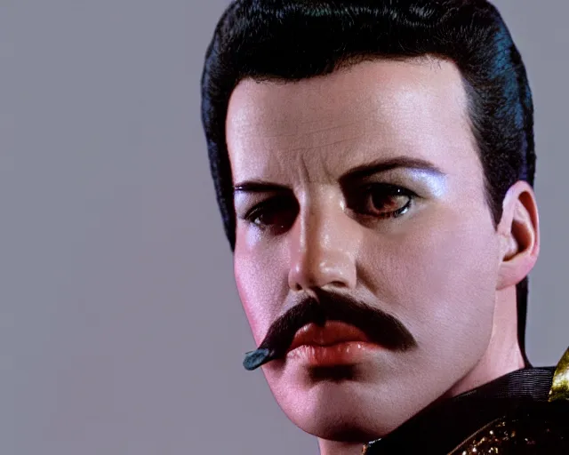 Prompt: 4 k hd, high resolution photograph of freddy mercury, full colour, shot with sigma f / 4. 2, 2 5 0 mm sharp lens, wide shot, high level texture render