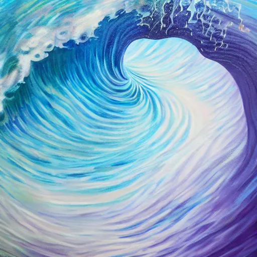 Image similar to A surreal wave of love made of the soul of rain, 8k, painting, ultra realistic