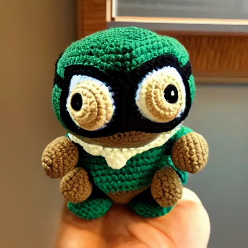 Prompt: crocheted tom nook, high quality