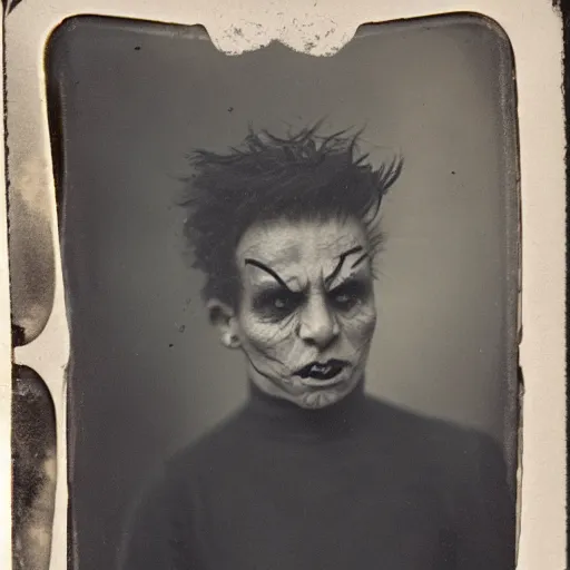 Prompt: tintype of satan angry