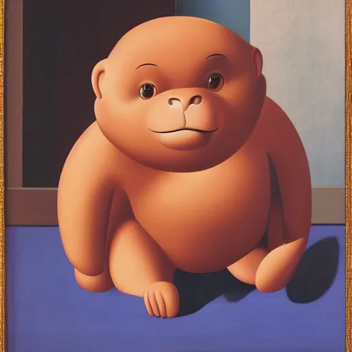 Image similar to a painting of curious george, fernando botero