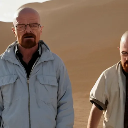 Image similar to Walter White meets Jesse pinkman in a desert