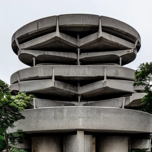 Image similar to a wide shot of a sci - fi beautiful brutalist monument, with many rounded elements sprouting from the base tower creating a feel of an organic structure, photography