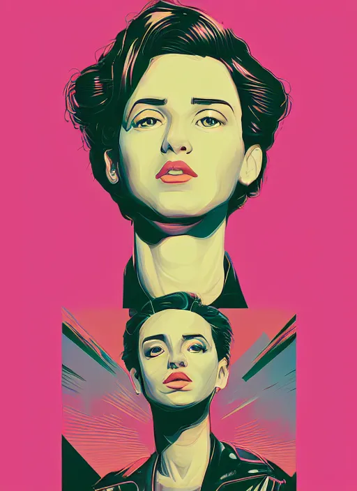 Image similar to female portrait by petros afshar, tom whalen, laurie greasley, vaporwave