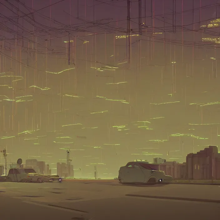 Image similar to a scene from serial experiments lain, by simon stalenhag