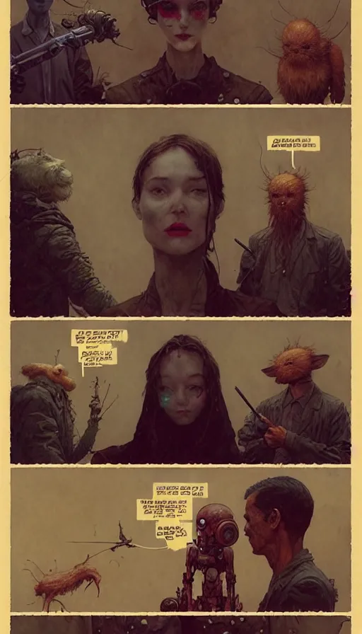 Image similar to the most interesting 6 panel comic by chiara bautista, beksinski and norman rockwell and greg rutkowski weta studio and tom bagshaw and james gurney and lucasfilm