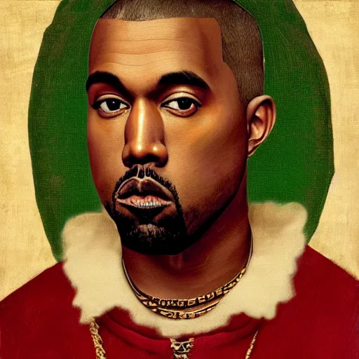 Image similar to A Renaissance portrait painting of Kanye West