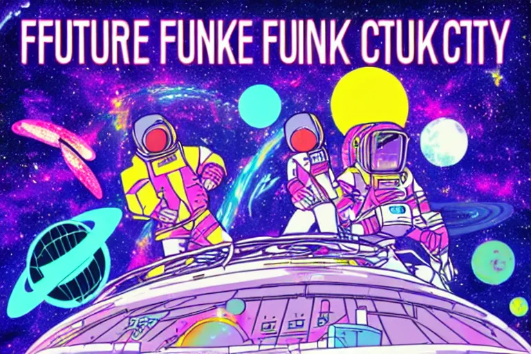 Image similar to future funk space city