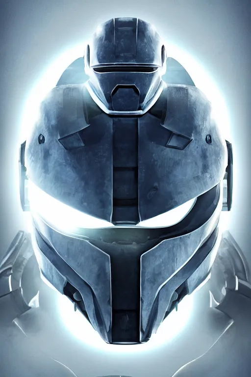 Image similar to robot ninja mask helmet halo master chief radiating a glowing aura global illumination ray tracing hdr fanart arstation by ian pesty and katarzyna da „ bek - chmiel