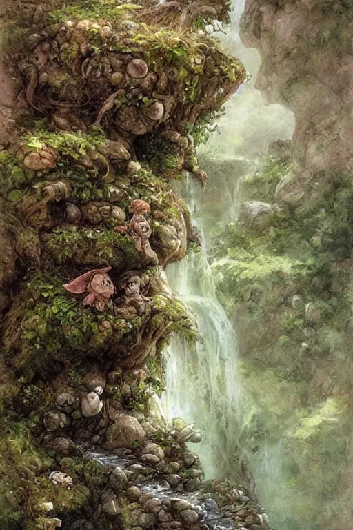 Prompt: whimsical stream rocks fantasy tree by jean - baptiste monge