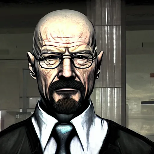 Prompt: Walter White in metal gear rising