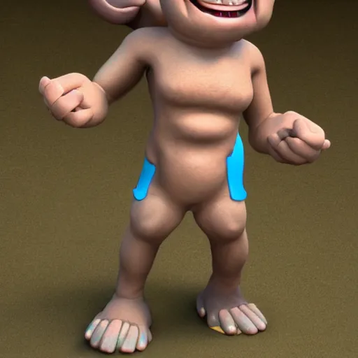 Image similar to an adult troll is shown in the photo. a lot of smiling faces, 8 k, high octane render