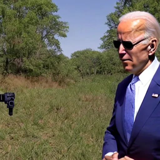 Prompt: joe biden trailcam footage